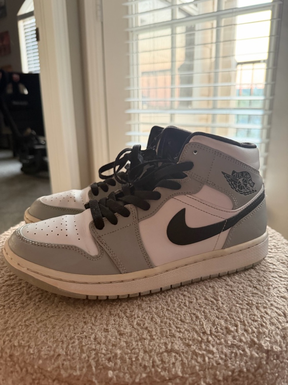 Nike Air Jordan 1 Mid White, Gray & Black